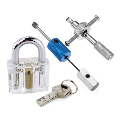 Clear Disc Detainer Practice Padlock w/ Lock Pick Training Aid