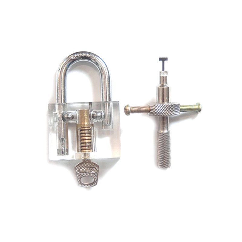 Clear Disc Detainer Practice Padlock w/ Lock Pick Training Aid