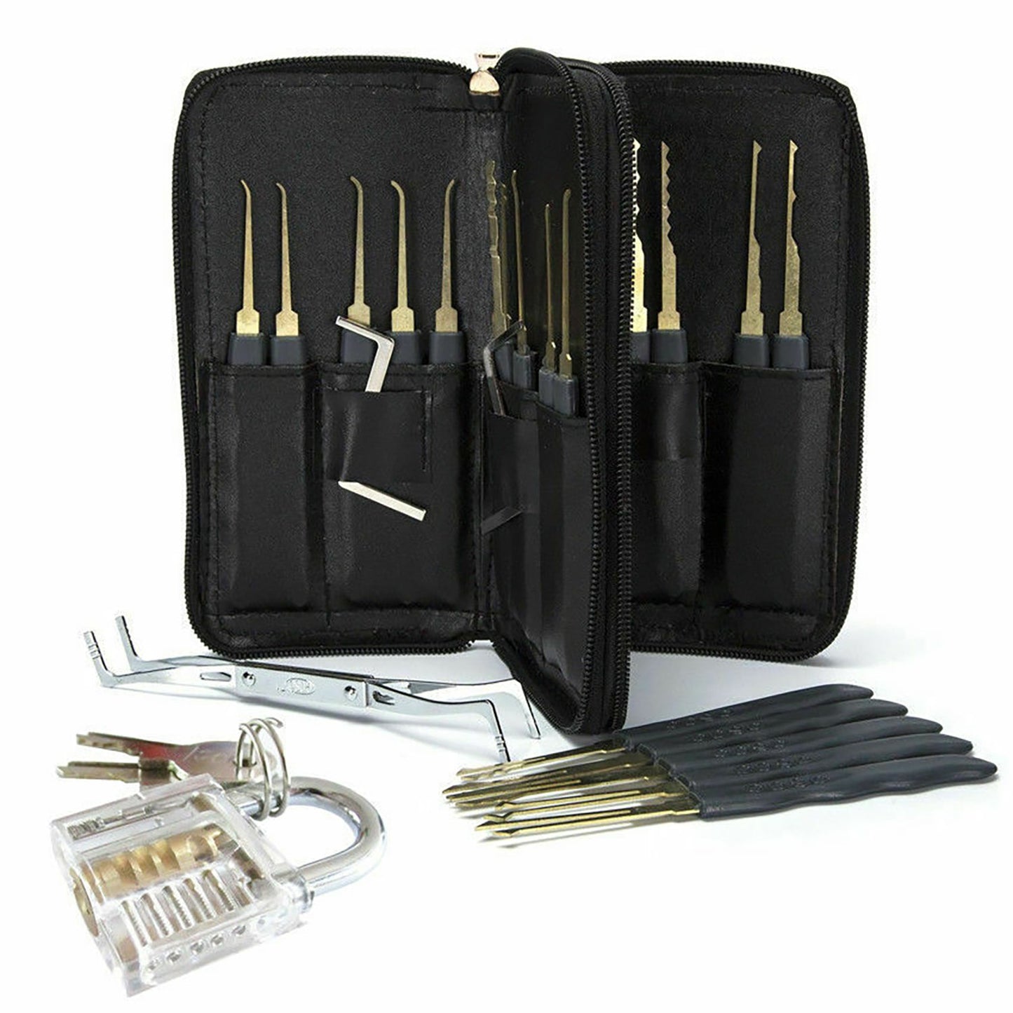 GOSO 24 Piece Lock Pick Set Transparent Practice Padlock Bundle