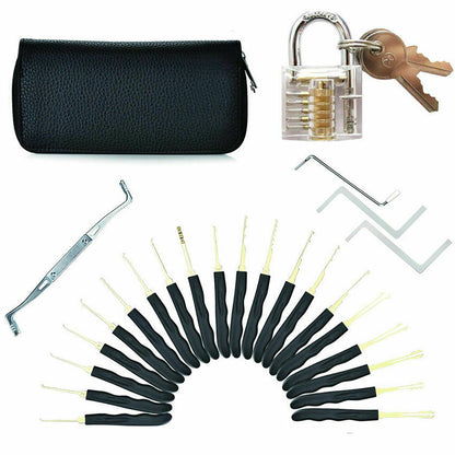 GOSO 24 Piece Lock Pick Set Transparent Practice Padlock Bundle