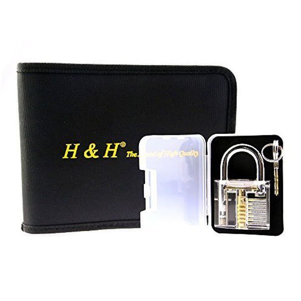 H&H 30-in-1 Lock Picks Set Transparent Practice Padlock Bundle