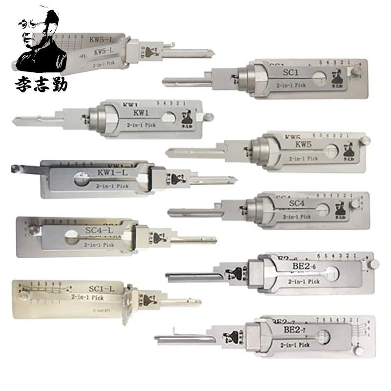 Lishi Residential Tools Bundle of 10 – KW1 / KW1-L / KW5 / KW5-L / SC1 / SC1-L / SC4 / SC4-L / BE2-6 / BE2-7