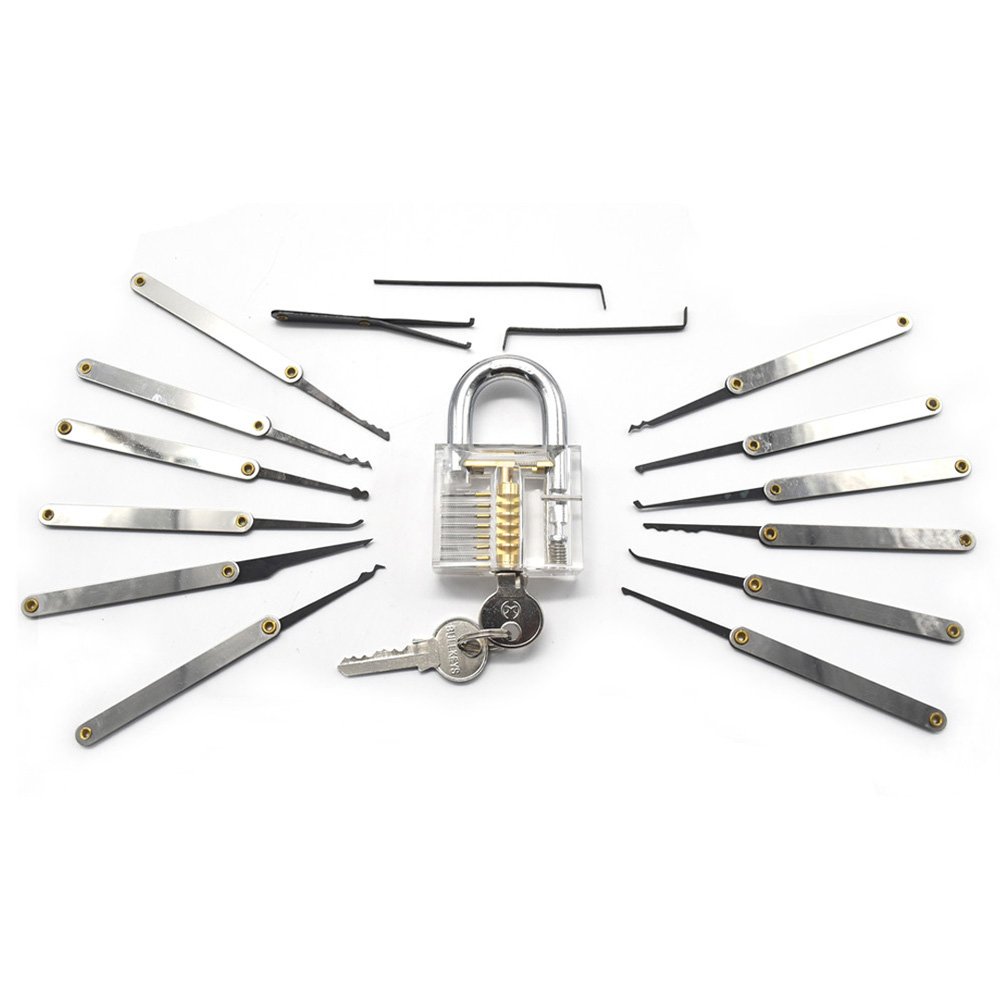 Transparent Practice Lock 12 Piece Lock Pick Set