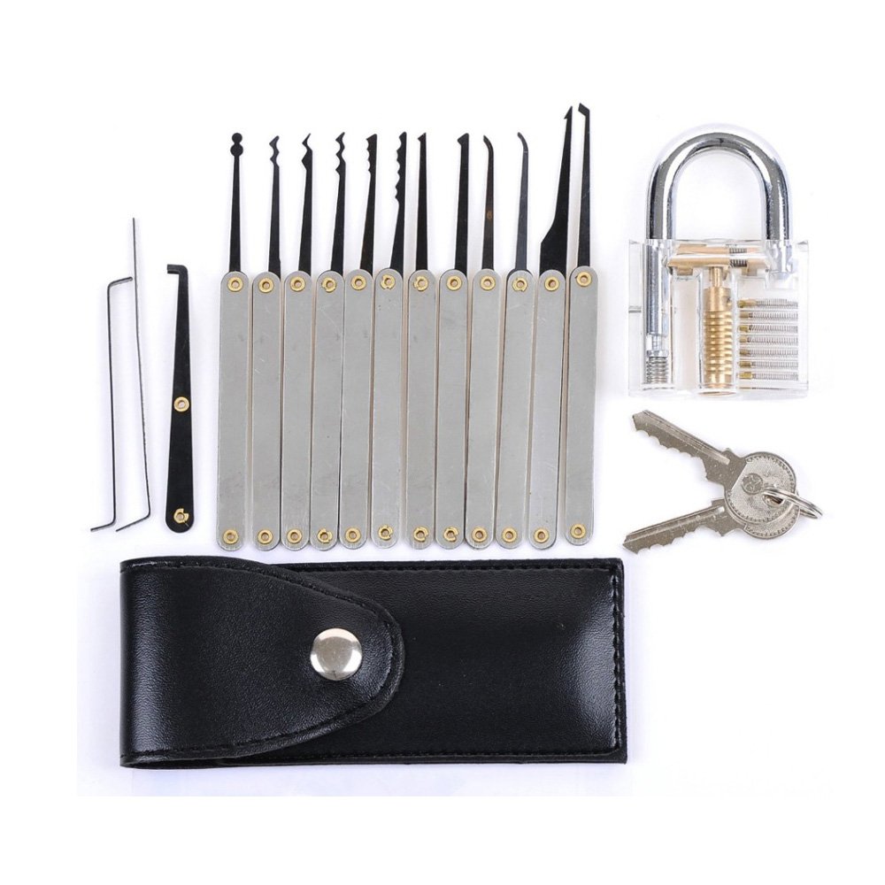 Transparent Practice Lock 12 Piece Lock Pick Set