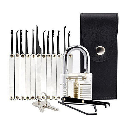 Transparent Practice Lock 12 Piece Lock Pick Set