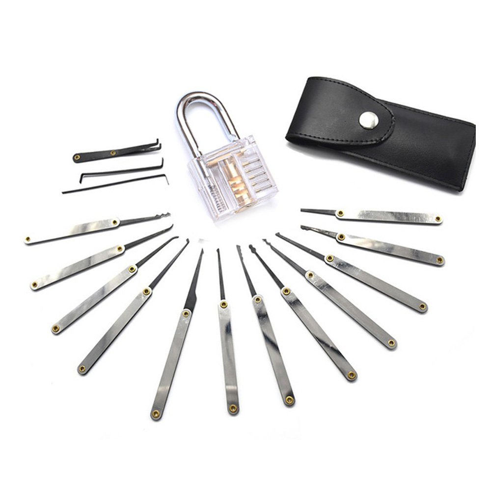 Transparent Practice Lock 12 Piece Lock Pick Set